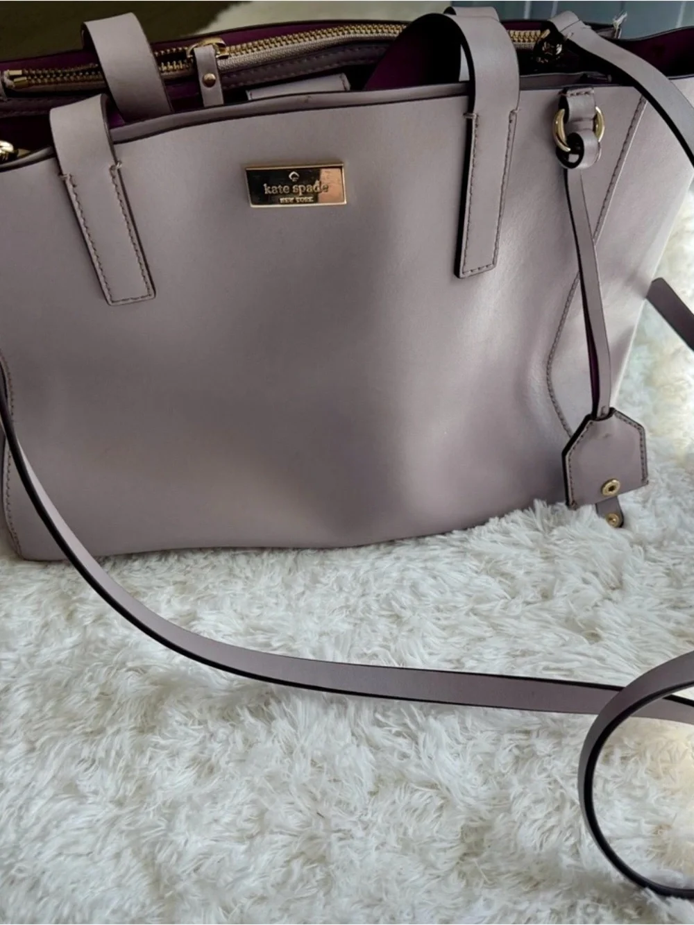 kate spade Blush Pink Leather Tote with Mauve Interior Trim